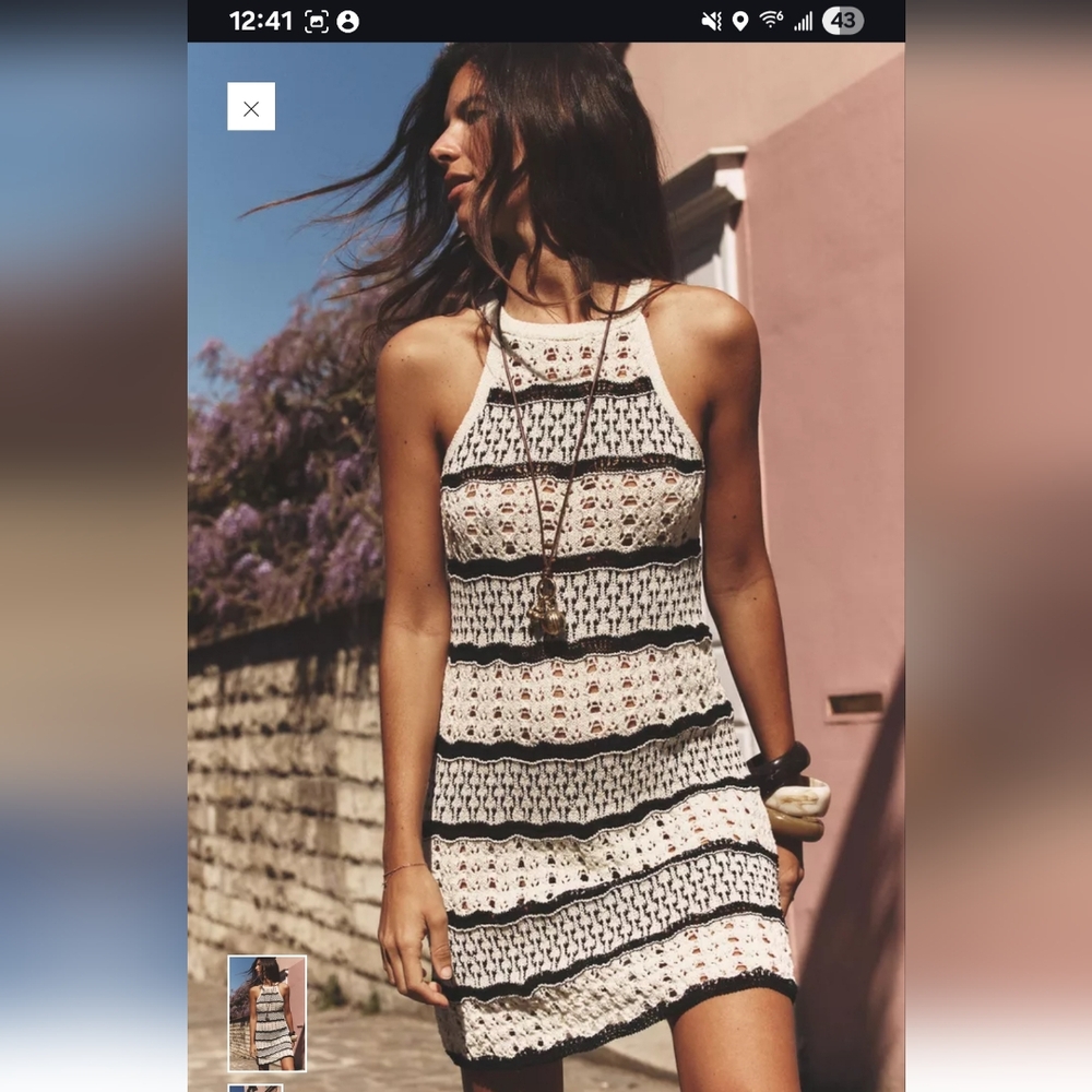 Zara Black and White Crochet Dress - Picture 1 of 5